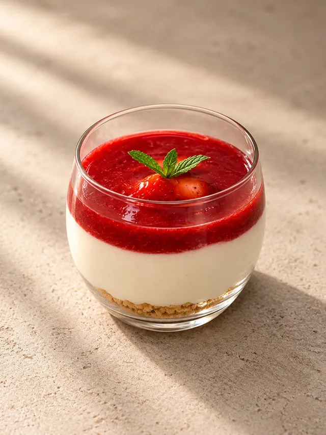 Parfait-cheesecake cu căpșuni